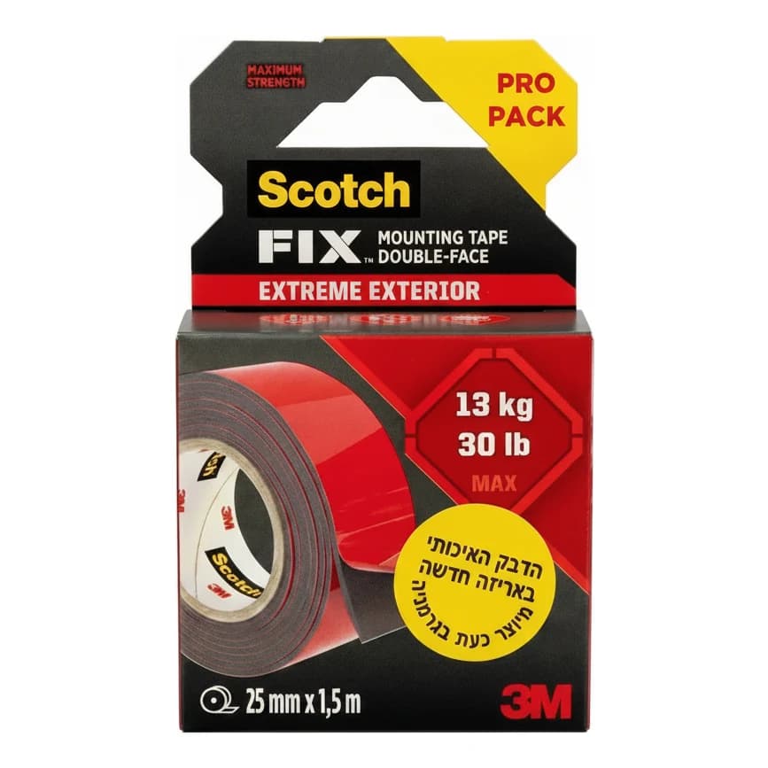 דבק דו-צדדי Scotch Fix Extreme 3M – לשימוש חיצוני - תמונה 1